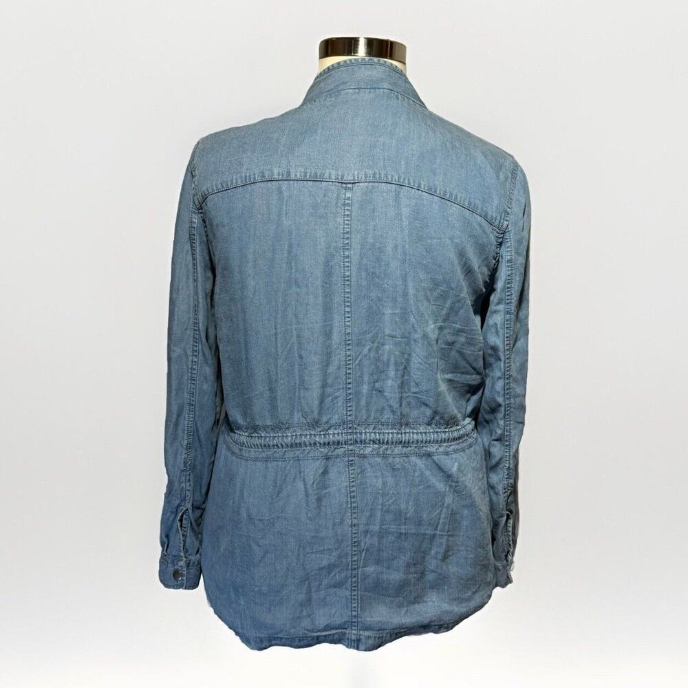 Style & Co Utility Jacket Roll Tab Sleeves Women’s Size XL Blue Chambray - Picture 4 of 9